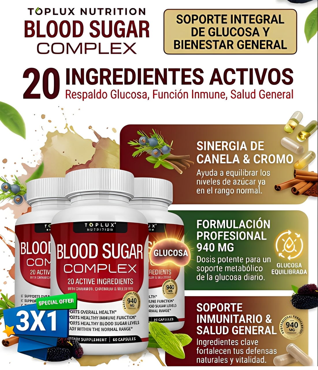 ✨ Blood Sugar Complex – Apoyo Natural para el Azúcar en la Sangre