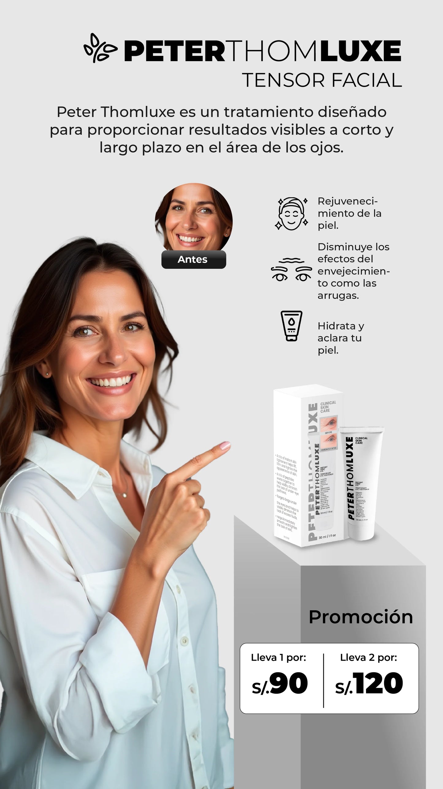 TENSOR FACIAL PETERTHOMLUXE - s/. 79 oferta solo por hoy