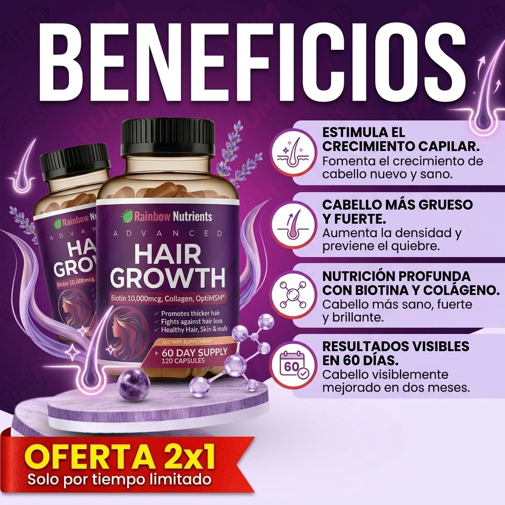 Hair Growth Fórmula Avanzada 24 en 1 para el Crecimiento del Cabello 💊✨oferta 2x1
