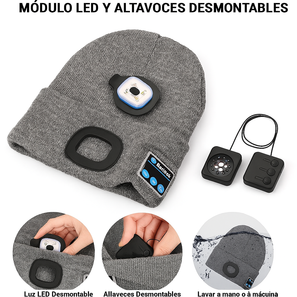 Gorro Reproductor de música con Linterna Integrada