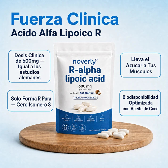 Ácido R-alfa lipoico — Cápsulas blandas de 600 mg en forma R pura