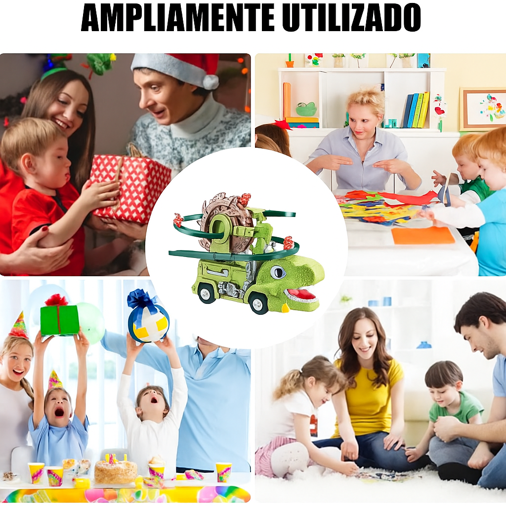 Pista de dinosaurio con tobogán eléctrico educativo