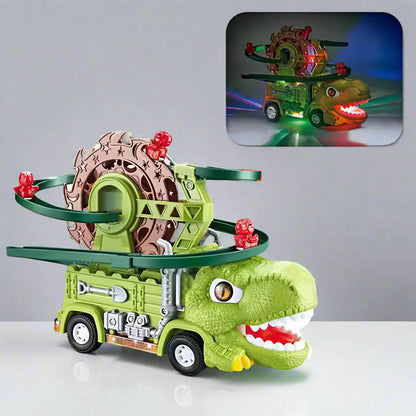 Pista de dinosaurio con tobogán eléctrico educativo