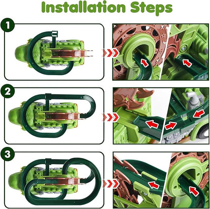 Pista de dinosaurio con tobogán eléctrico educativo