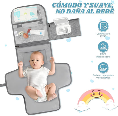 Pañalera Plegable Portátil Suave al Tacto 100% Impermeable y Fácil de Limpiar