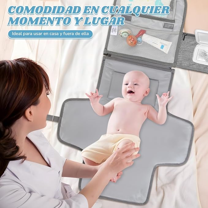 Pañalera Plegable Portátil Suave al Tacto 100% Impermeable y Fácil de Limpiar