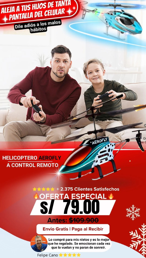 Helicóptero AEROFLY a Control Remoto y Sensor de Mano 🚁