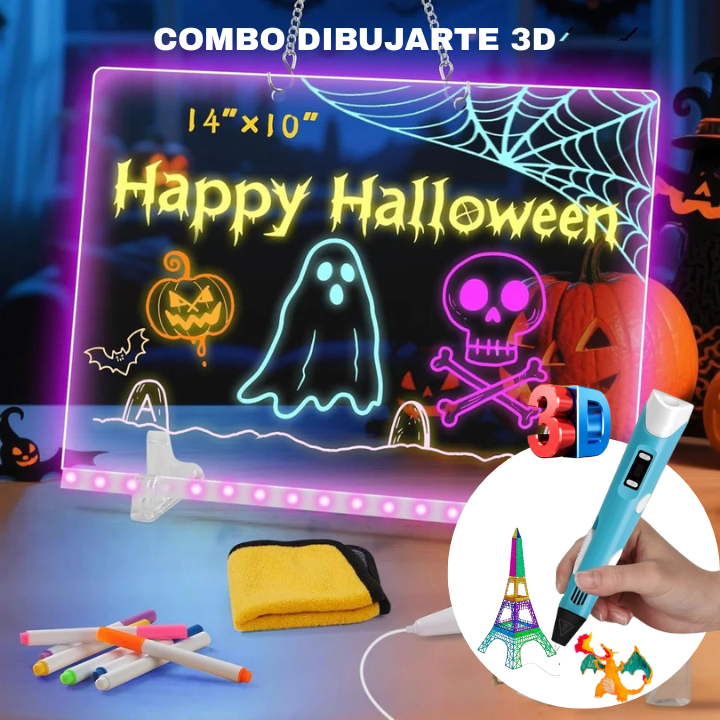 combo 1 Pizarra de Dibujo Led Magic™ + Lápiz 3D Mágico