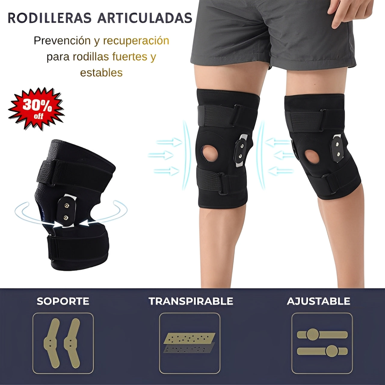 Rodillera Articulada Diales De Bloqueo Y Estabilizadores