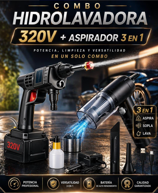 COMBO HIDROLAVADORA 320V + ASPIRADORA 3 EN 1
