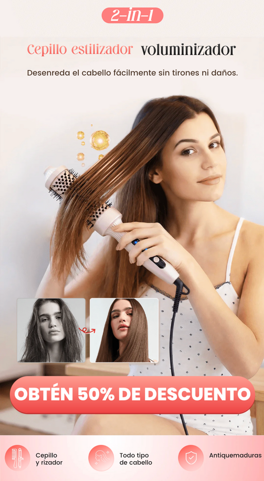 ✨ Cepillo Térmico Iónico Alisado y Volumen Profesional