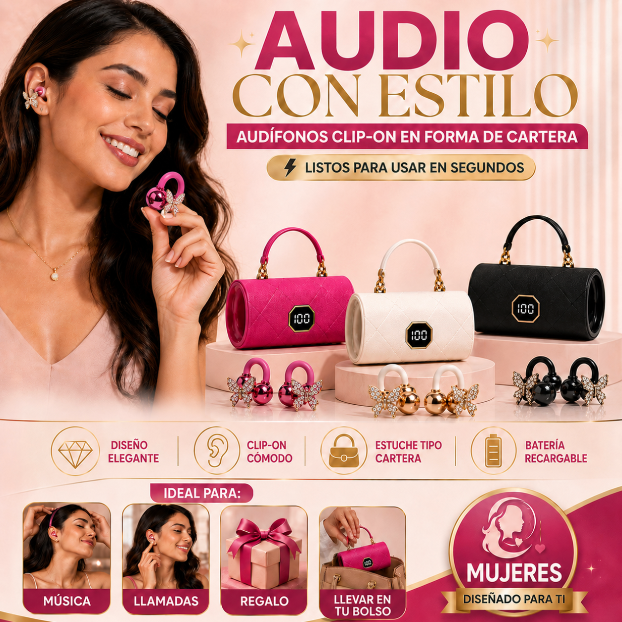 AUDIFONOS CON ESTUCHE EN FORMA DE CARTERA