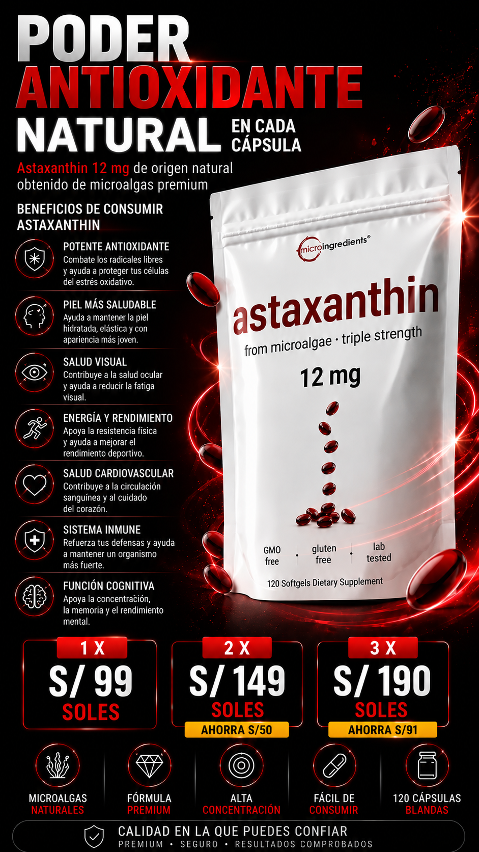 Astaxanthin 12 mg de Microingredients®