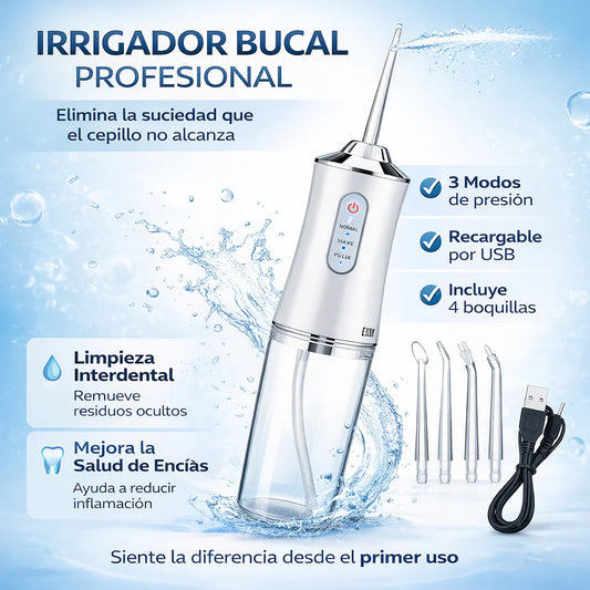 Irrigador bucal portátil | Limpieza dental profunda en segundos