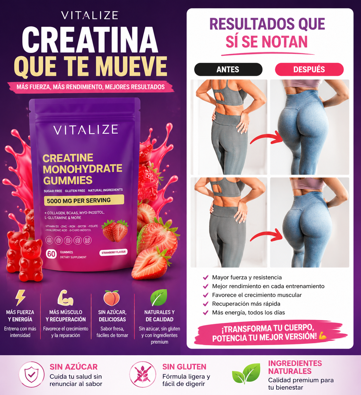 Vitalize- Gomitas de Creatina