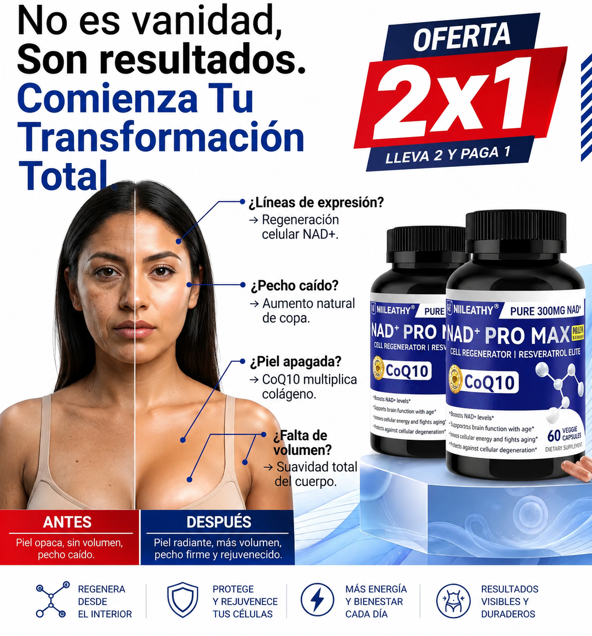 NAD+Pro Max | Apoyo a la Energía y Rejuvenecimiento Celular | oferta2x1