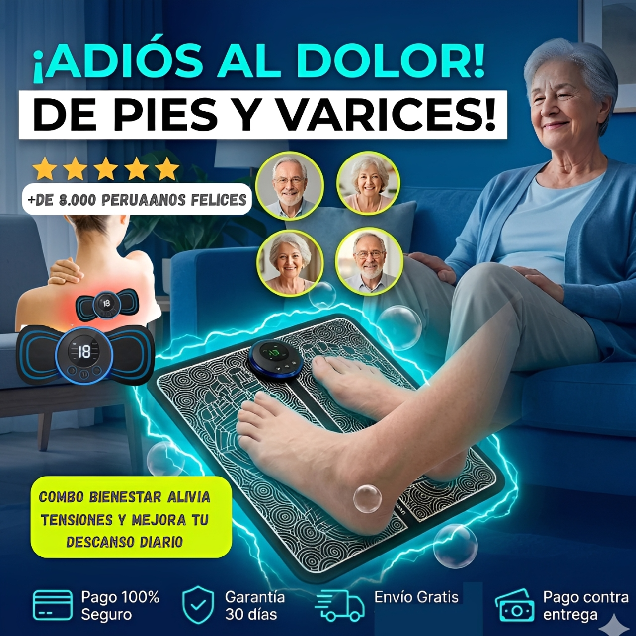 Combo Masajeador de Pies + Mini Massage Stick Recargable