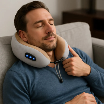 Masajeador Cervical Eléctrico 360° Almohada de Cuello y Espalda