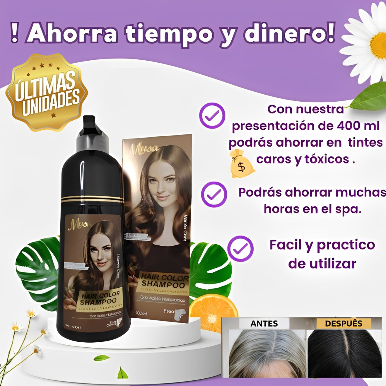 🌿 Shampoo Tinte Cubre Canas sin Amoníaco | Color Natural y Cuidado del Cabello en Minutos