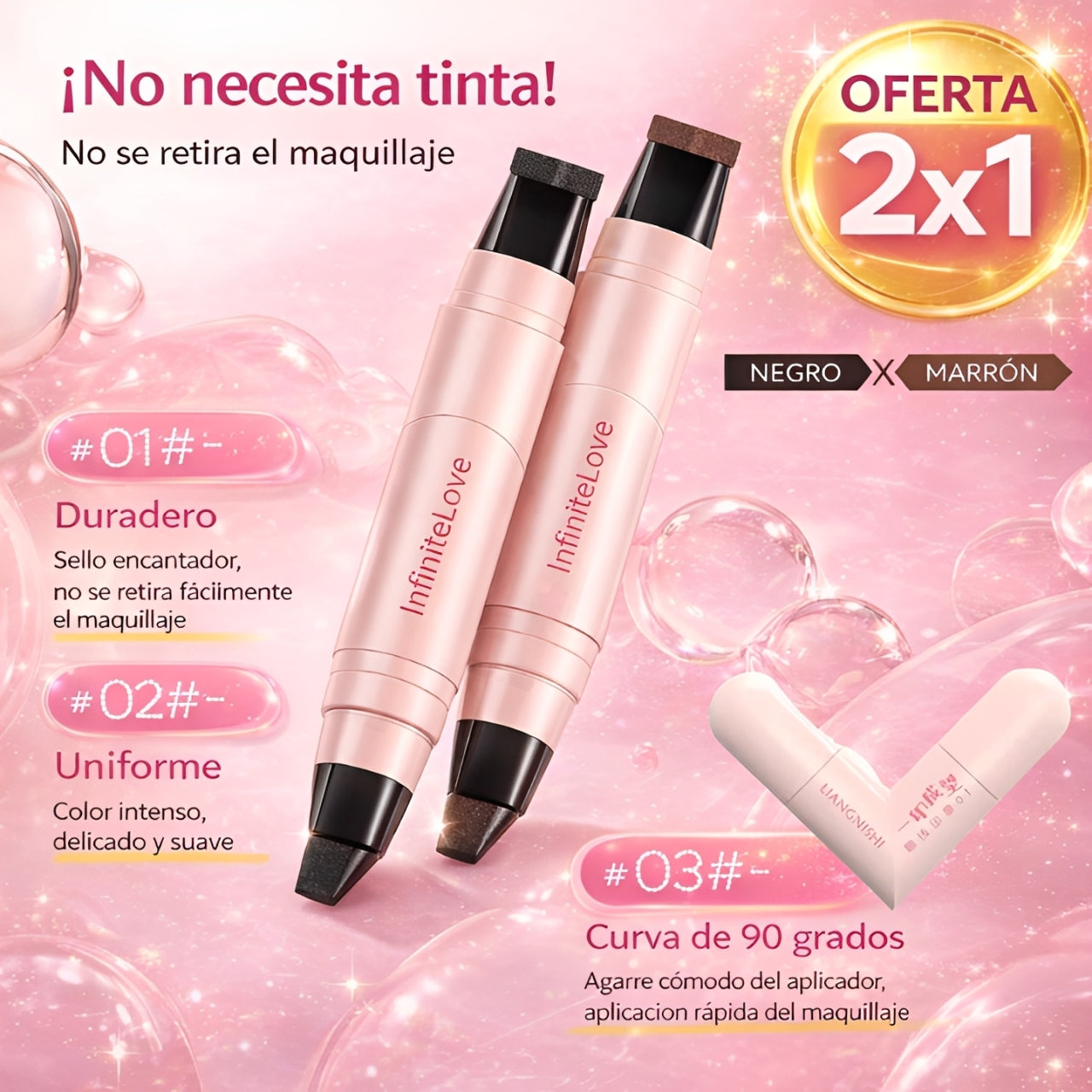 Delineador de Ojos Doble Cabezal – Sello + Punta Fina- OFERTA 2X1