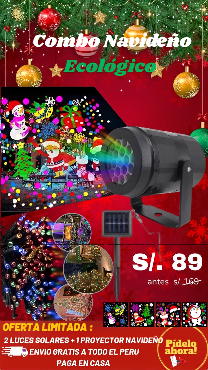 Combo Navidad: proyector + Luz solar 10M.