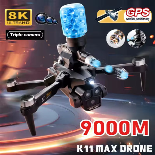 DRONE K11 MAX FHD LANZADOR DE BOLAS HIDROGEL 3 CAMARAS