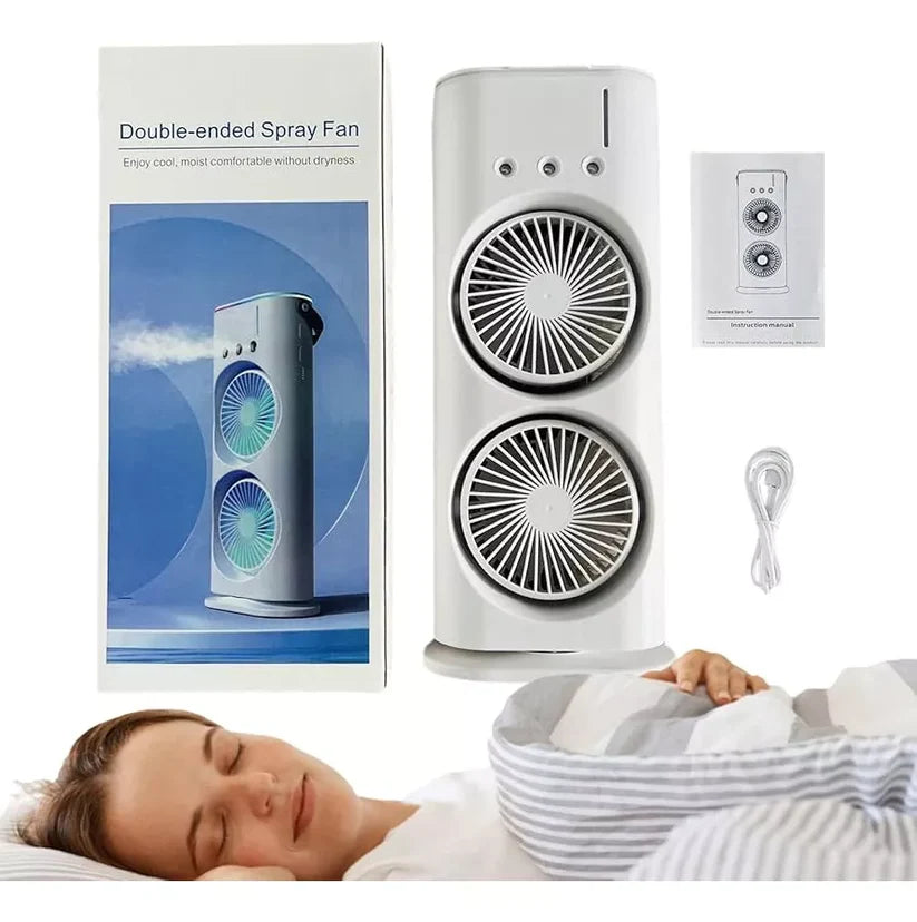 Ventilador con Humificador Doble Aspa 5 en 1