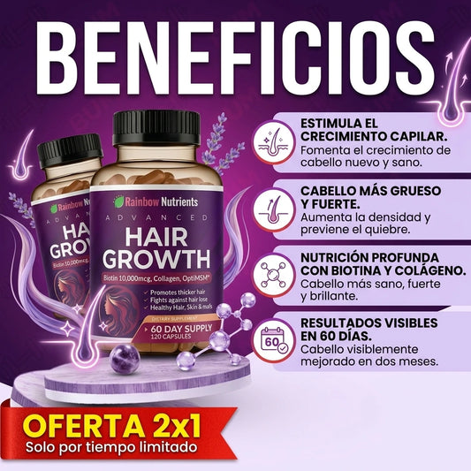 Hair Growth Fórmula Avanzada 24 en 1 para el Crecimiento del Cabello 💊✨oferta 2x1
