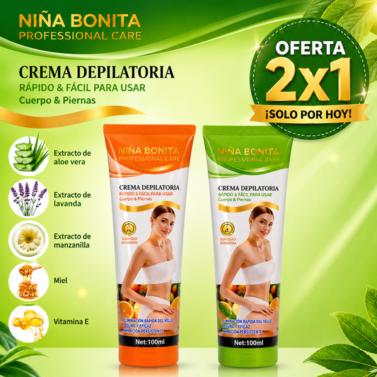 oferta 2x1 Crema depilatoria corporal sin dolor para hombres y mujeres- Agradable para la piel de todas las zonas🌿