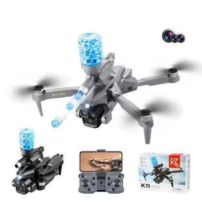 DRONE K11 MAX FHD LANZADOR DE BOLAS HIDROGEL 3 CAMARAS