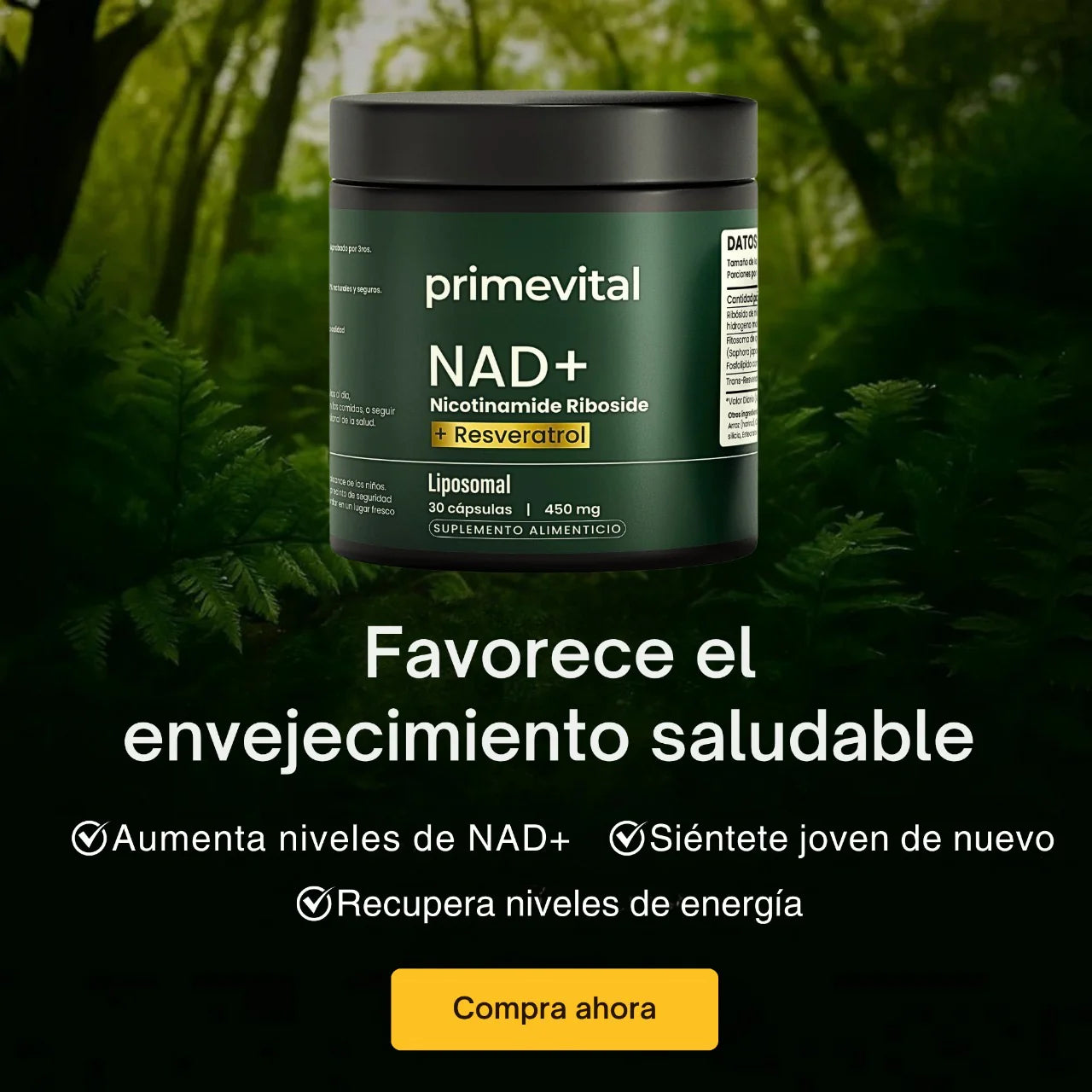 Suplemento  Antivejez NAD+ RESVERATROL
