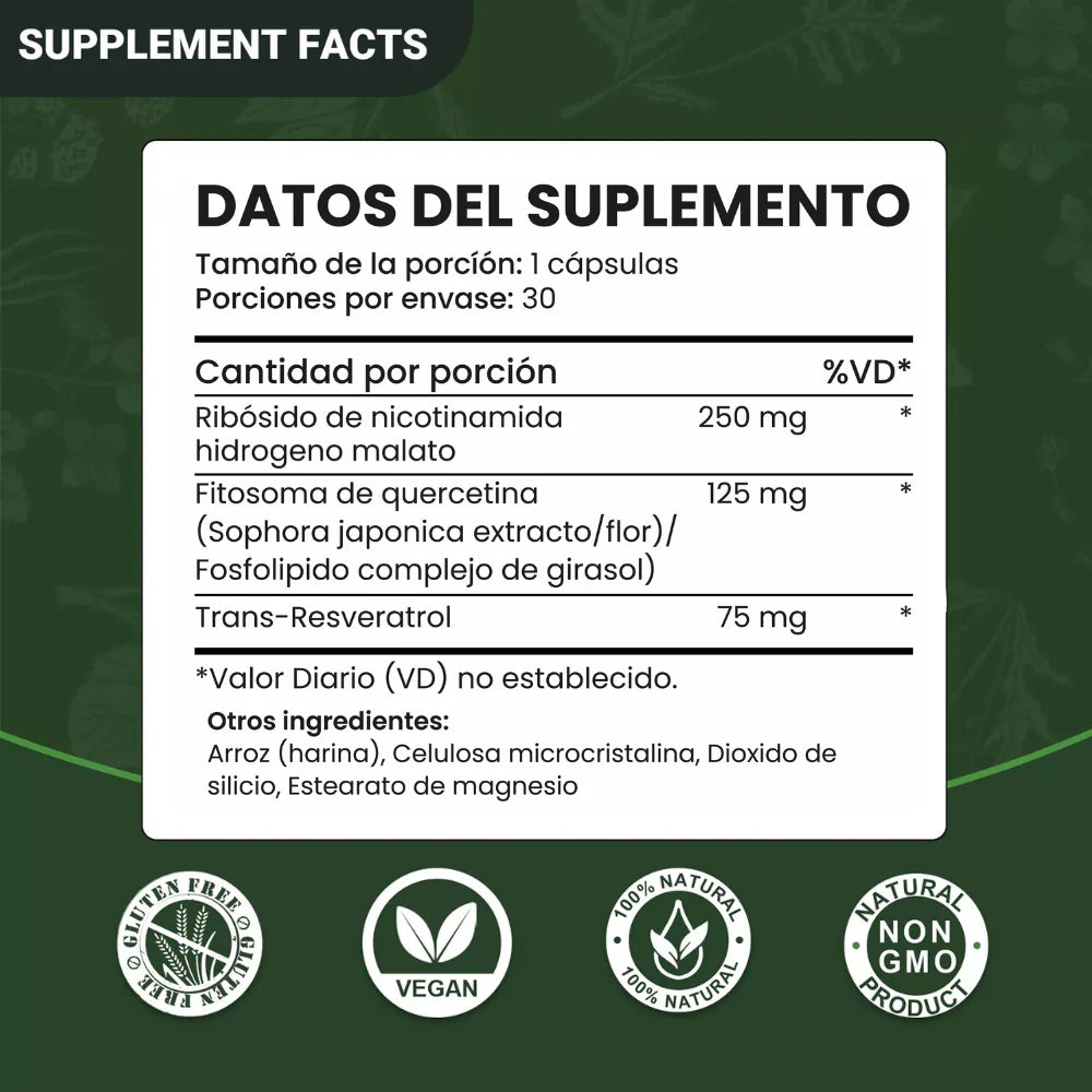 Suplemento  Antivejez NAD+ RESVERATROL