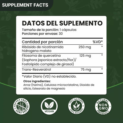 Suplemento  Antivejez NAD+ RESVERATROL
