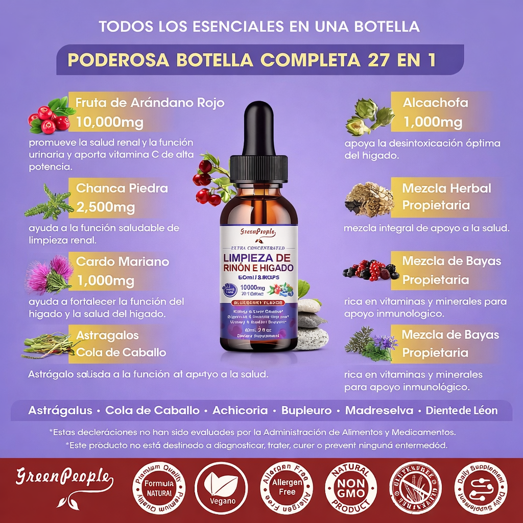 Gotas líquidas para la limpieza de riñones e hígado - oferta 2x1 solo hoy