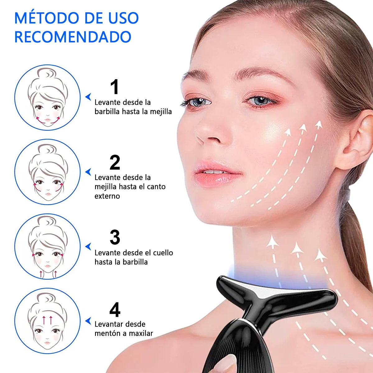 Pack Rejuvenecedor  Masajeador con Luz LED Reductor de Arrugas y Papada + Suero Facial de 24K