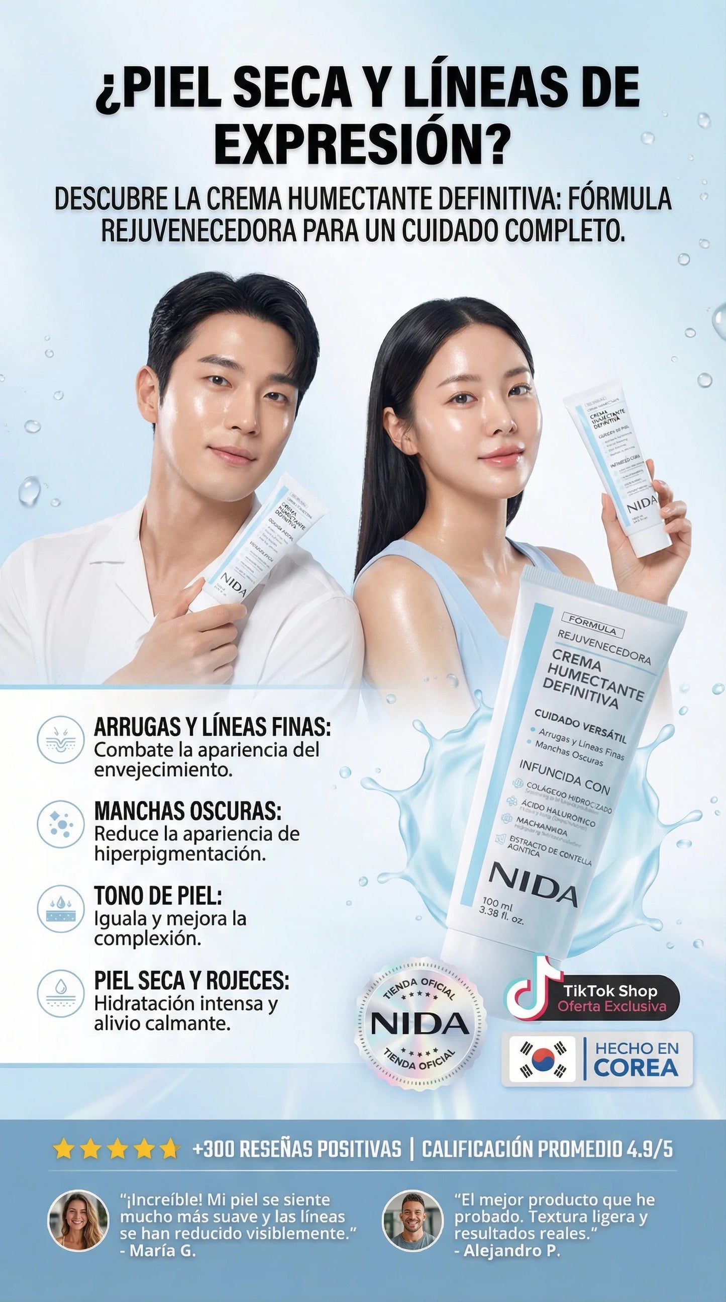 NIDA Youthful Formula Crema Facial con Colágeno, Niacinamida y Centella Asiática