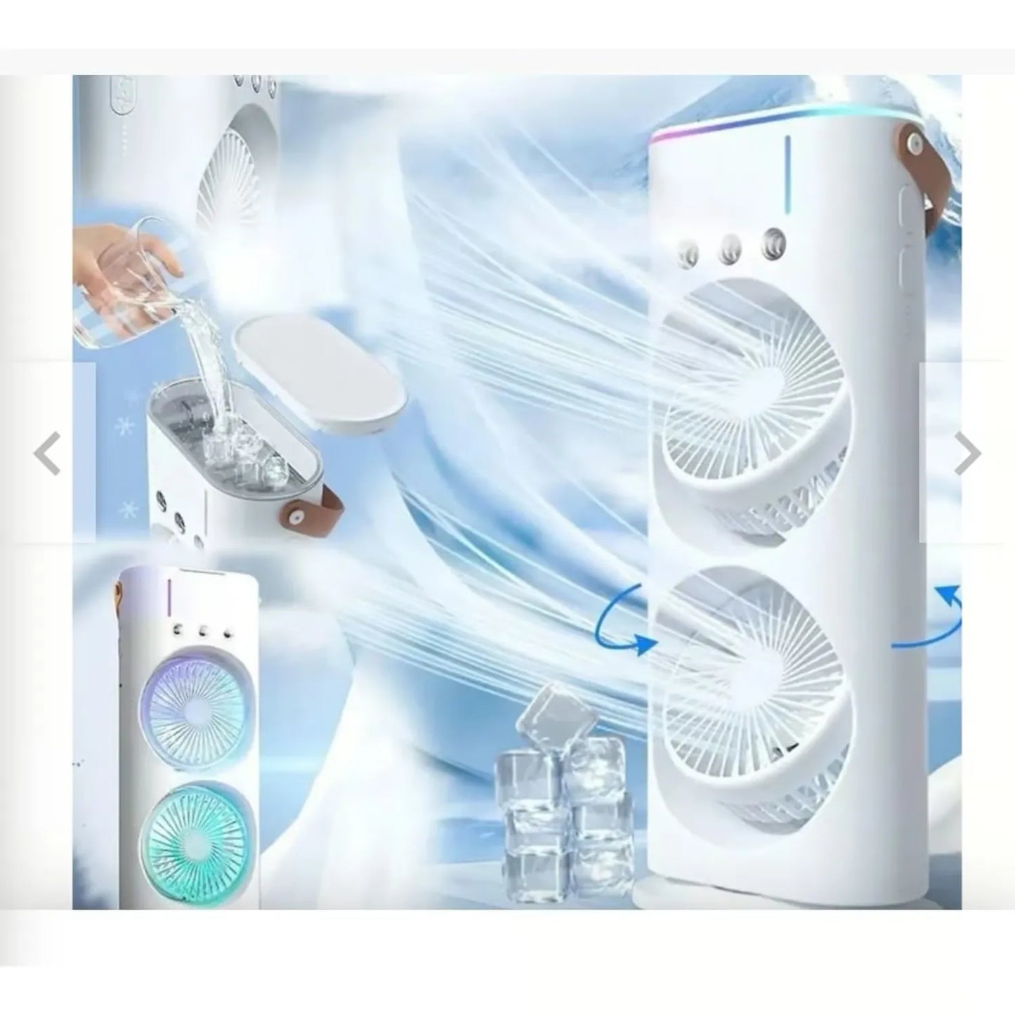 Ventilador con Humificador Doble Aspa 5 en 1