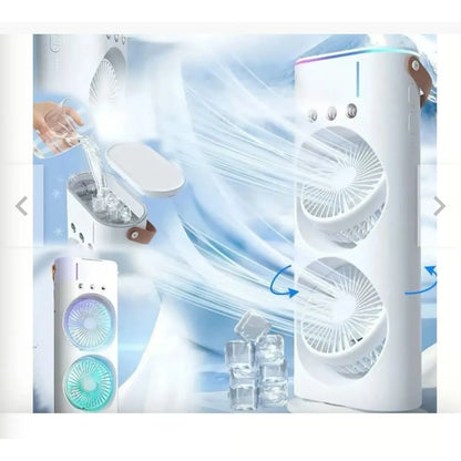 Ventilador con Humificador Doble Aspa 5 en 1